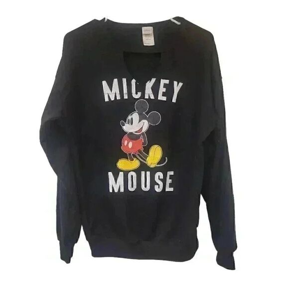 Disney Tops - Disney Jerry Leigh Black Cotton w Graphic Keyhole Sweatshirt
